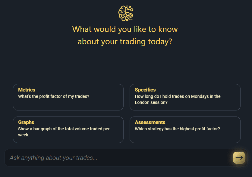 Automated trading journal application with AI analytics for stocks, options, forex, futures, crypto, and CFD's, QuantumQuery AI-powered Insights tool